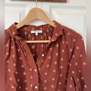 Madewell Raglan Peasant Shirt in Burnt Orange